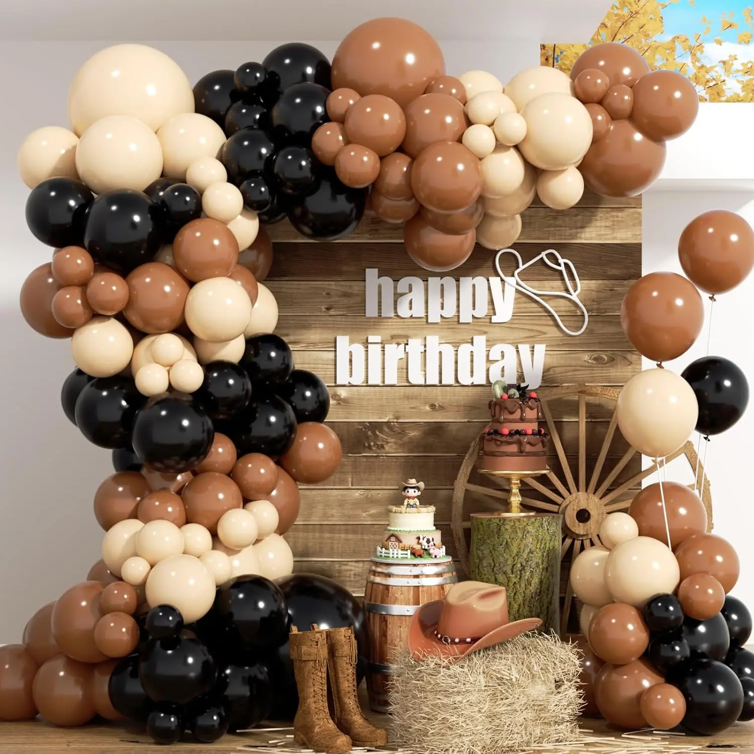 Black and Brown Balloon Garland Arch Kit 168 count, Black Brown Nude  Balloon Arch for Boy First Rodeo Fiesta Party  West Country Birthday Cowboy  Shower  Party Decor