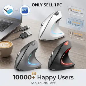 Ergonomic Wireless Mouse, Mouse Ergonomic Vertical, Dual Mode 2.4G+BT5.1 Connectivity 3 Adjustable Settings, USB Plug-and-Play, 2400 CPI, Optical Movement Detection, Right-Handed Design, Ideal for Home and Office Use, Office Ergonomic Mouse