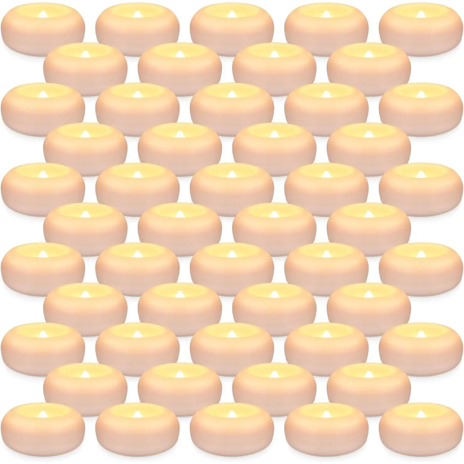50 Pack 2" Floating Candles Water-Activated Flameless LED Candle Warm White Battery Operate Waterproof Tealights for Cylinder Vases Centerpieces at Wedding Party Pool Romantic