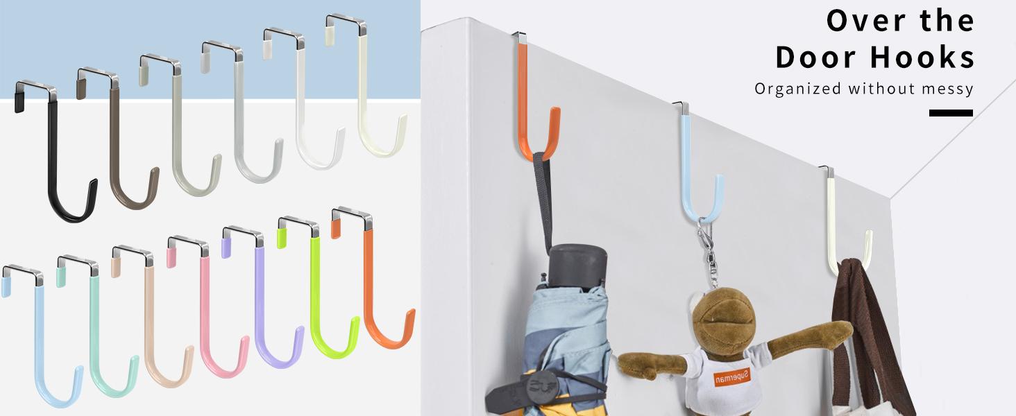 Over the Door Hooks, 4 Pack Hangers Hooks with Rubber Prevent Scratches Heavy Duty Organizer for Living Room, Bathroom, Bedroom, Kitchen Hanging Clothes, Towels, Hats, Coats, Bags White Over the Door Hooks, 4 Pack Hangers Hooks with Rubber Prevent Scratches Heavy Duty Organizer for Living Room, Bathroom, Bedroom, Kitchen Hanging Clothes, Towels, Hats, Coats, Bags White