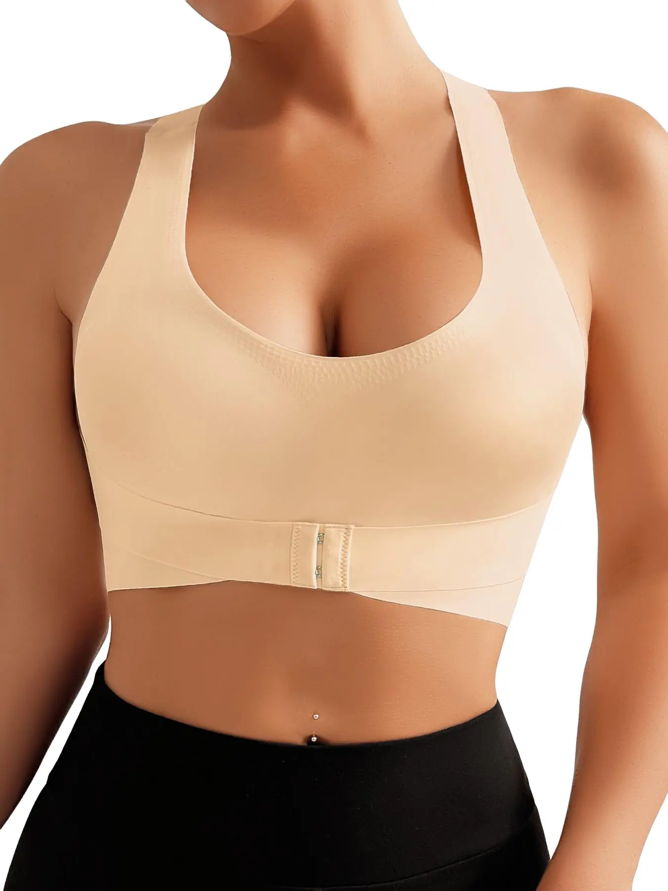 Adjustable Backless Bra for Women, Wireless Wide Strap, Detachable Pads, Moderate Elasticity, yoga fitness spoytswear for gym and daily training,summer vibes bra soft comfy bra ,Suitable for All Seasons, 4 Colors Available