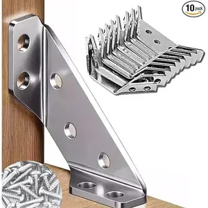 Heavy Duty Stainless Steel Furniture Corner Connectors Triangle Brackets With 120 Screws Universal Angle Braces For Wood Furniture Cabinets Drawers Tables Chairs Shelves Bed Desk Frame Repair Reinforcement Stable Support Hardware Fasteners