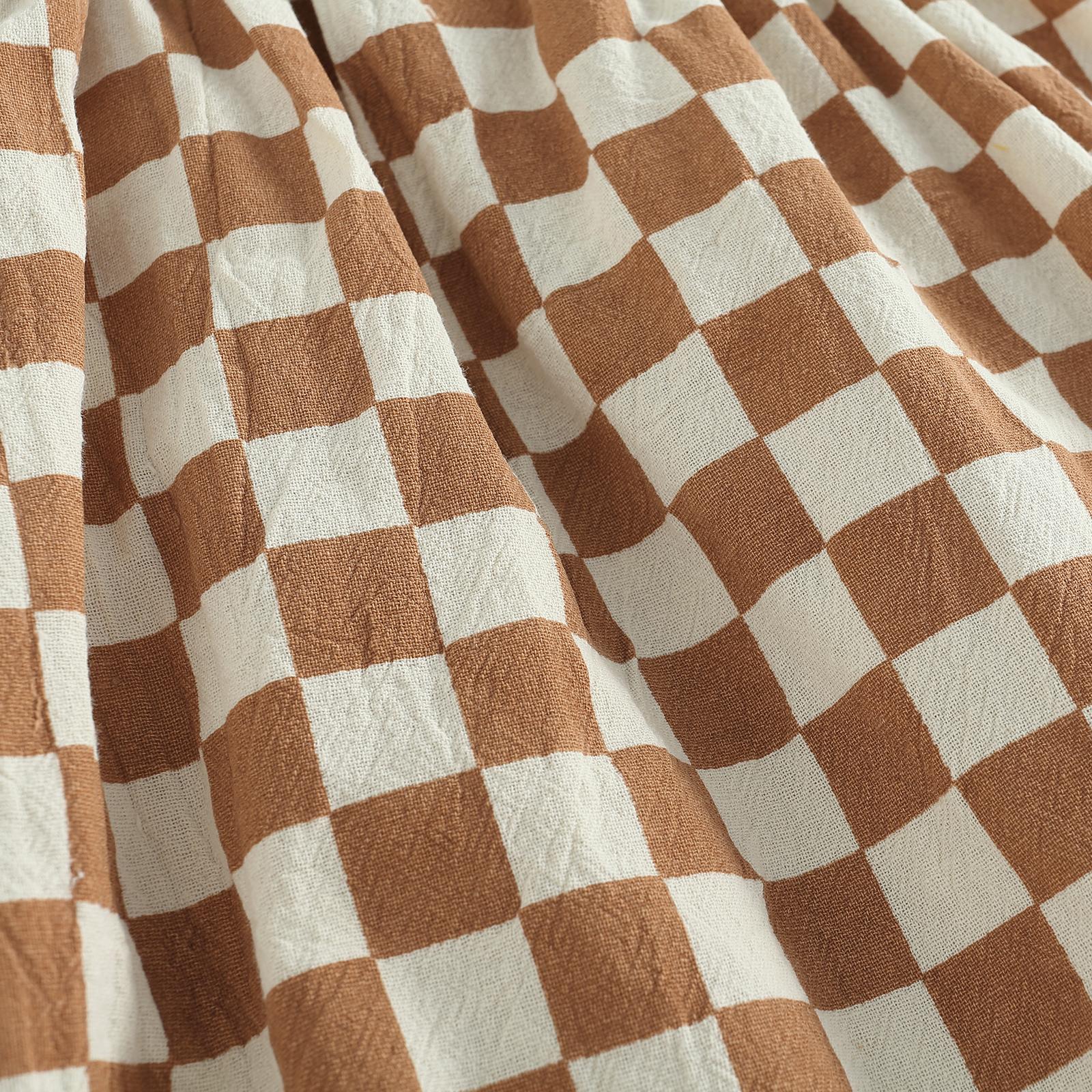 Infant Baby Girls Summer Jumpsuits Checkerboard Plaid Sleeveless Tie-up Smocked Romper Overalls Outfits Infant Baby Girls Summer Jumpsuits Checkerboard Plaid Sleeveless Tie-up Smocked Romper Overalls Outfits