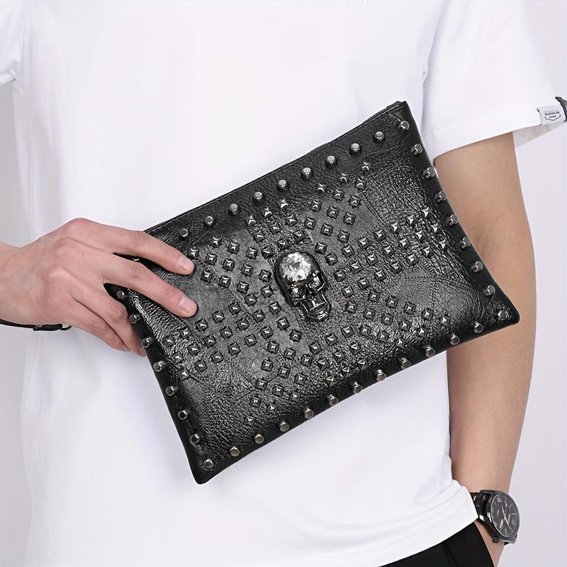 New style men's bag, fashionable and versatile women's bag, rivet envelope clutch, small bag, large capacity hand-held bag
