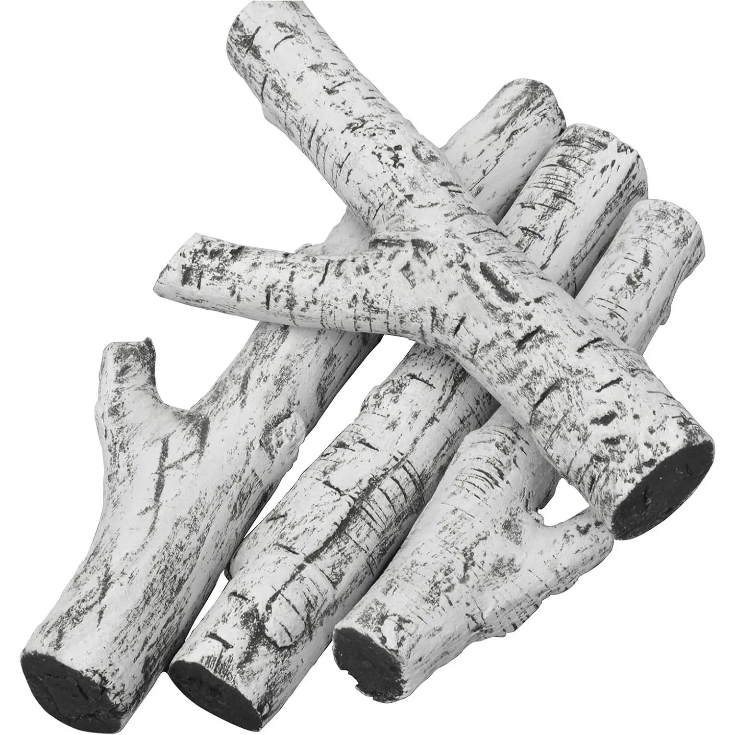4-Piece Realistic Ceramic Fiber Multi-Size Log Set - Clean Burn, Compatible with Ventless Gel Ethanol Electric Gas Inserts, Propane Indoor Fireplaces & Outdoor Fire Pits