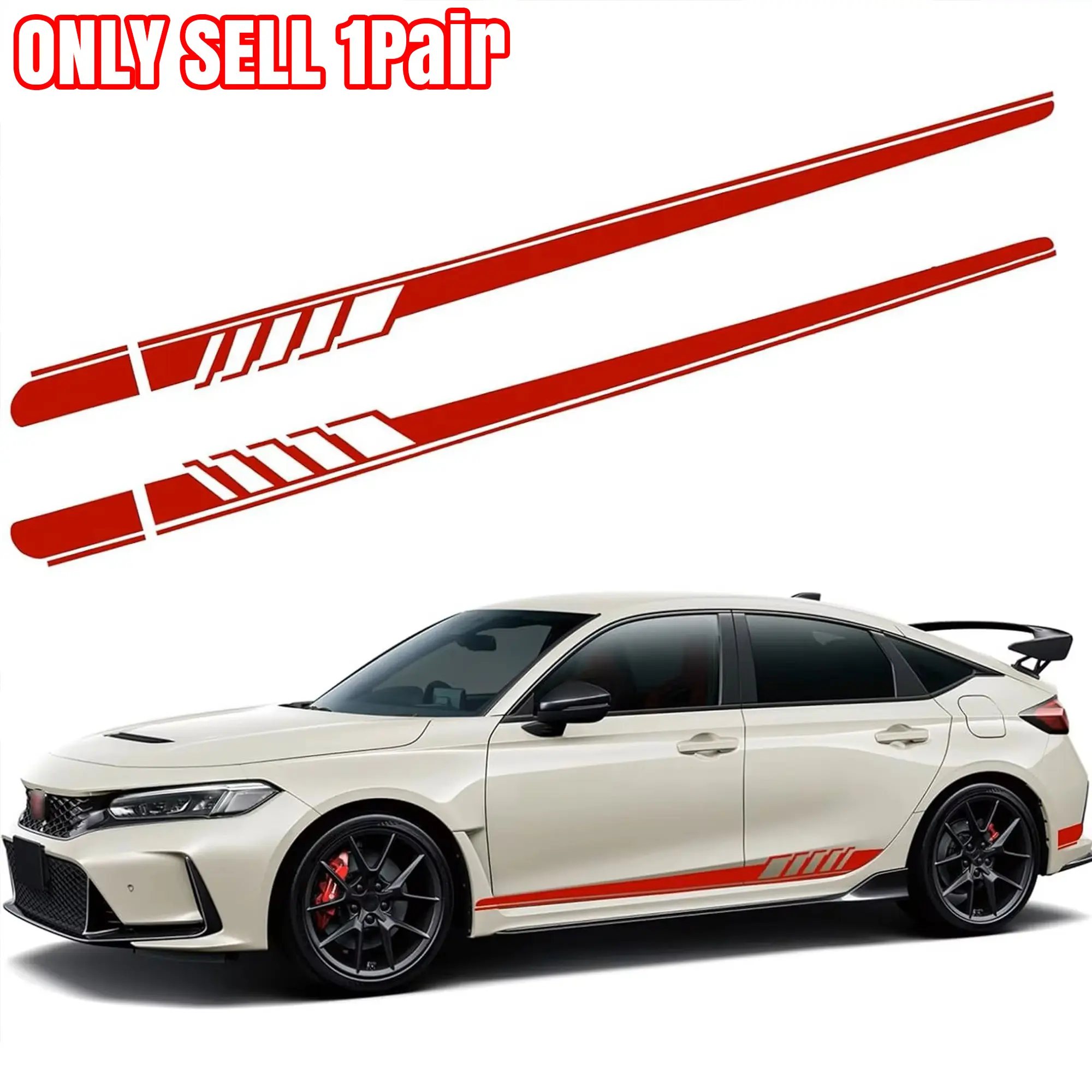 1Pair Car Side Skirt Decals Long Stripes Stickers Auto Stickers Waterproof Body Decoration Universal for Most Cars Trucks SUVs Vehicle Decor