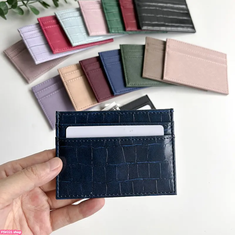 Men's Minimalist Croco Texture Compact PU Leather Card Holder, Slim Animal-Free Zip Closure Wallet, Lightweight Multi-Slots Textured Business Card Case, Fashion Accessory for Daily Use
