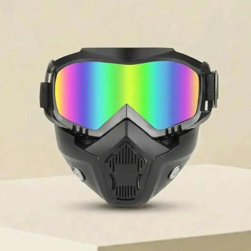 Unisex Plastic 2-in-1 Modular Full Face Shield Protective Gear - Integrated Goggles, Dual-Filter Adjustable Dustproof Anti-Fog Mask, Comfortable Breathable Sun Protection for Outdoor Sports, All Head Sizes random fine jewelry necklace earring luxury
