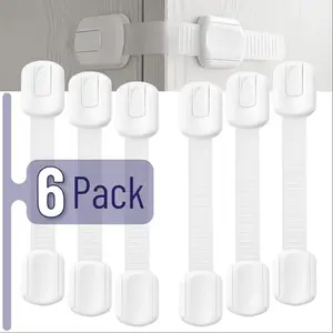6-Piece Multi-Use Child Safety Lock Set, Anti-Collision Door Handle Protector, Adjustable Cabinet Latch for Kids' Security