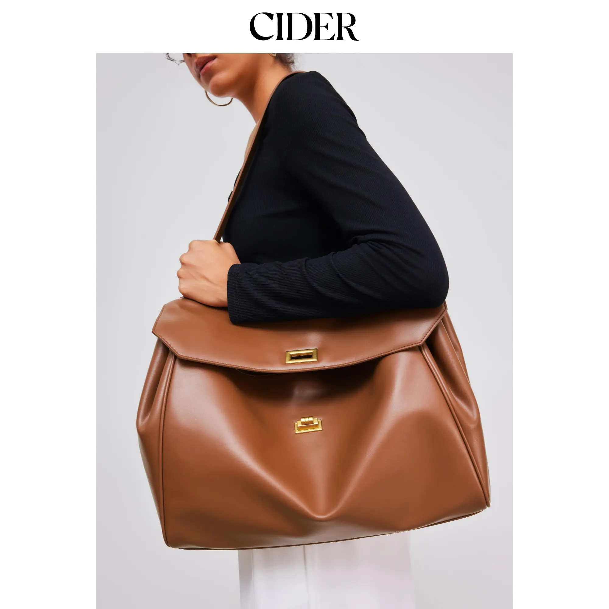 Cider [2 colors, size One Size-One Size] SOFT FAUX LEATHER TOTE BAG