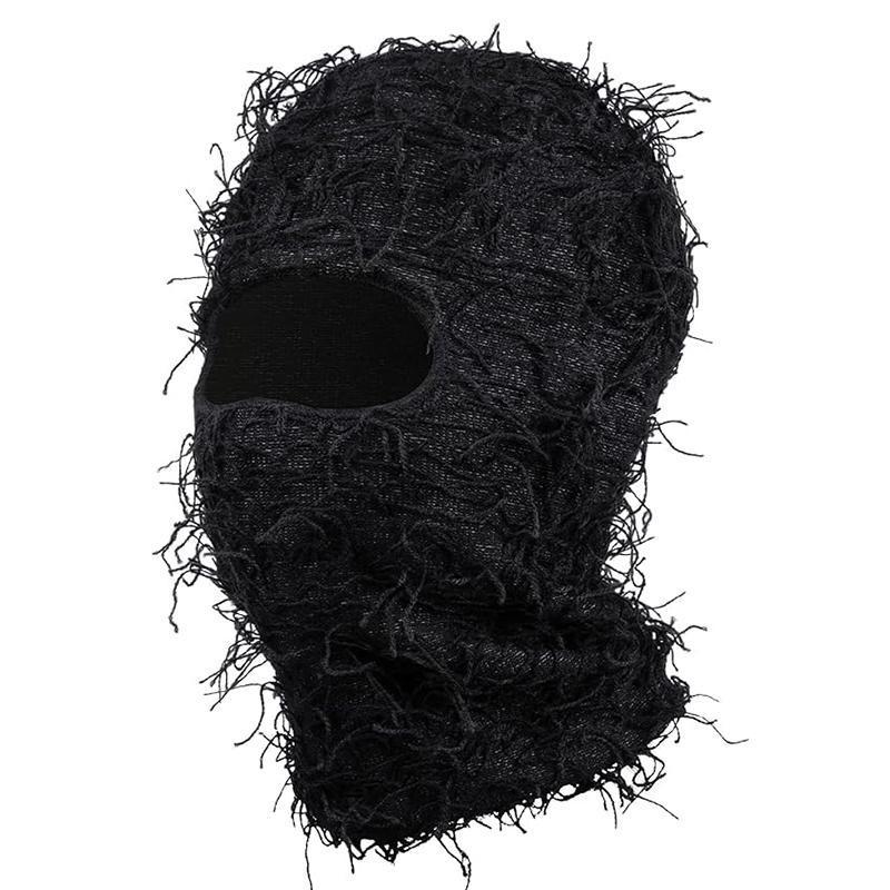 Distressed Ski Mask Balaclava, Yeat Shiesty Fluffy Knitted Full Face Mask for Men/Women