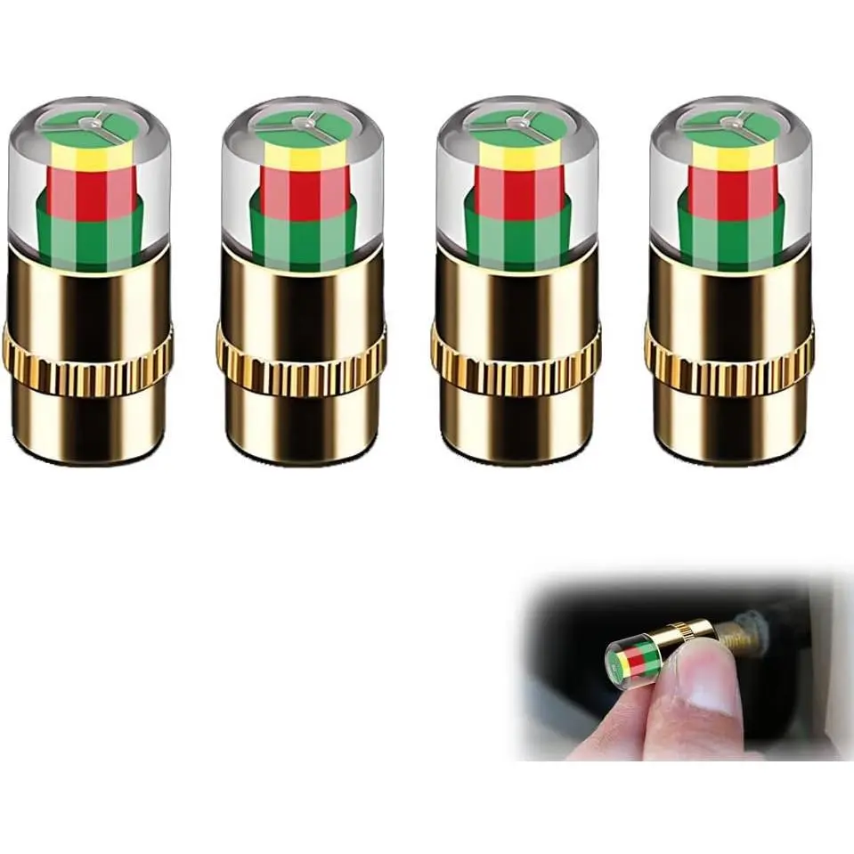 4-Pack Tire Pressure Monitoring Valve - Tire Safety Tool, 2.4Bar/36PSI Sensor Indicator, 3-Color Eye Alert, Easy to Read, Fit for Most Cars & Bicycles