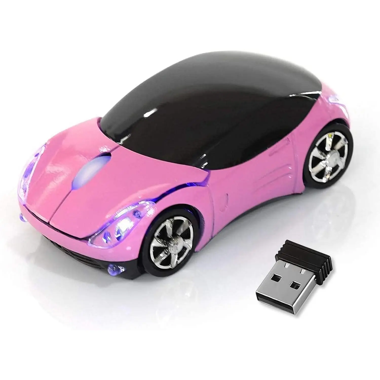 Portable Synthetic 2.4G Wireless Mouse with USB Receiver, Receiver Storage Compartment, LED Lights & Optical Sensor for PC, Laptop, Tablet (Win XP/Vista/7/ME/2000 Compatible) - Christmas Gift for Her