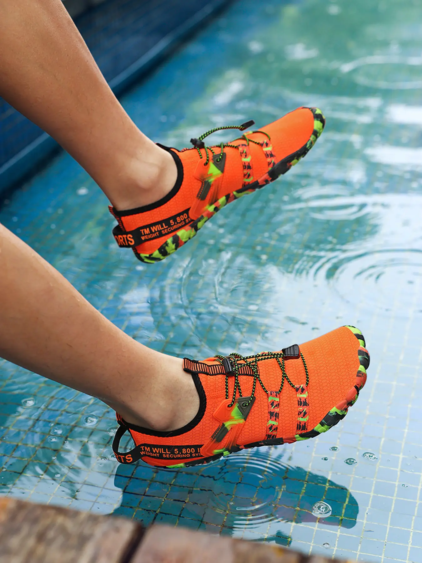 Men Women Barefoot Water Shoes, Quick Dry Five Toe Aqua Socks with Adjustable Drawstring, Non Slip Beach Swim Shoes for Surfing Hiking Kayaking Yoga