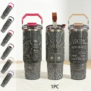 30oz Multicolor Matte Stainless Steel Vacuum Travel Ice Tumbler, 1pc, Double Wall Insulation with Dual Drinking Mouth, Fits Car Cup Holder, for cold hot drinks, Christmas Holiday Thanksgiving Gift for friends