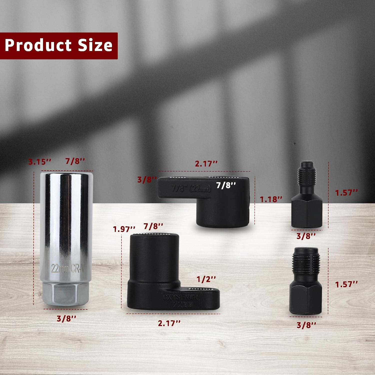 5 count Automotive  Sensor Socket Wrench Remover tool and Thread Chaser Set