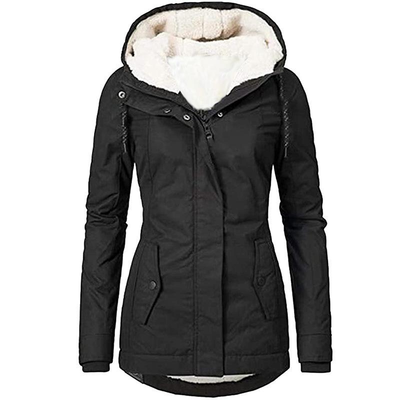 BIGWIG hooded quilted jacket, warm winter jacket, windproof and waterproof hooded mountaineering jacket, solid color long sleeve top, quilted winter jacket, drawstring snow faux fur parka, casual lightweight down jacket