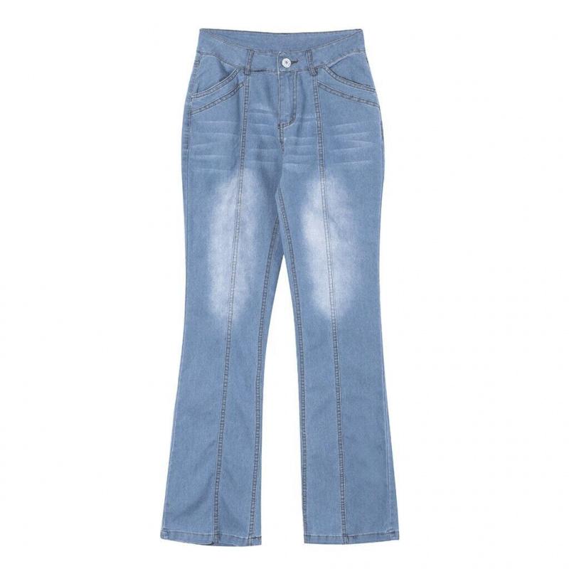 Women's low waisted flared pants, curved mid waist jeans