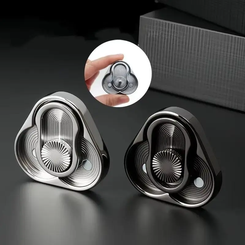 1PCS Magnetic Push Card Triangle Fingertip Spinner - Unisex Metal Magnetic Toy Hand Spinners with Addictive Sound Effects, Adult Stress Relief Fidget Toy