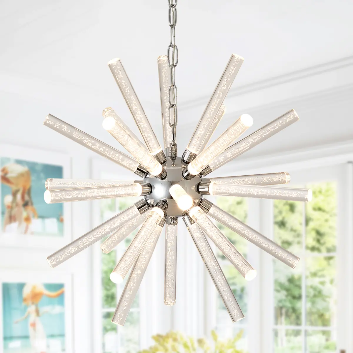 24-Light Bubble Pillar Chandelier,Adjustable Pendant Lights  Living Room Dining Room Decoration Lamp Custom Hotel Project Lighting