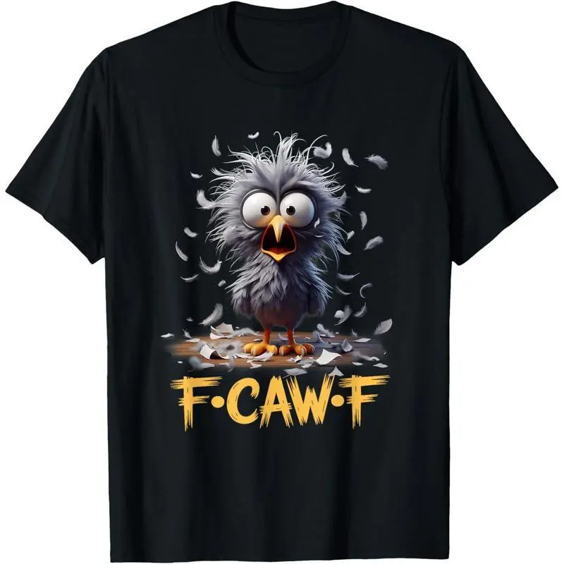 Women's Casual Bird T-Shirt, Short Sleeve Crew Neck Top with Funny Yellow Slogan, Comfortable Fabric Piece for Everyday Wear, Tshirt, Cotton, Humorous Print