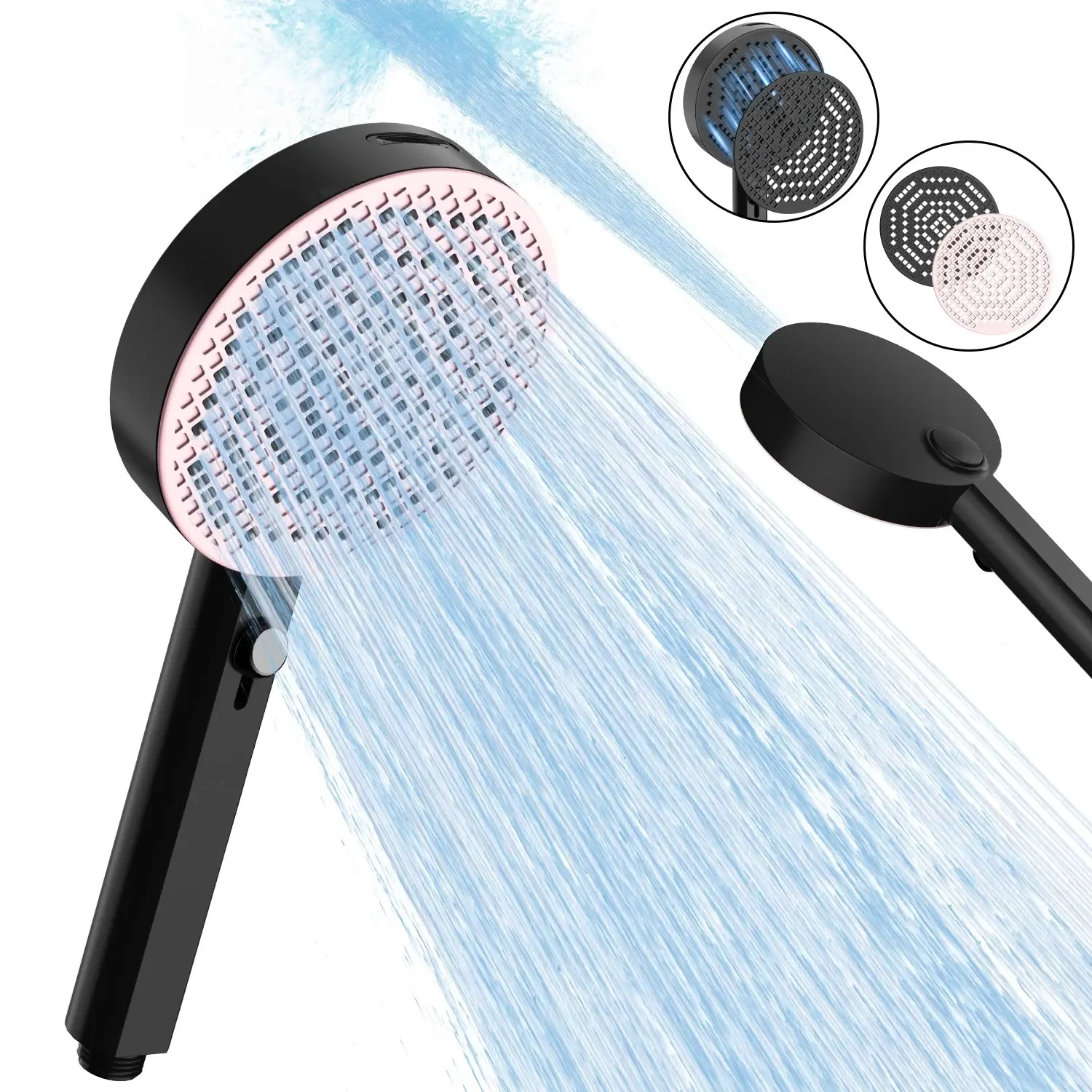 7 Spray Modes High Pressure Handheld Shower Head with Power Wash Jet, Magnetic Replaceable Panel Rain Shower Head, Anti-Clog Large Panel Shower Sprayer for Bathroom Pet Cleaning Toilet Rinsing