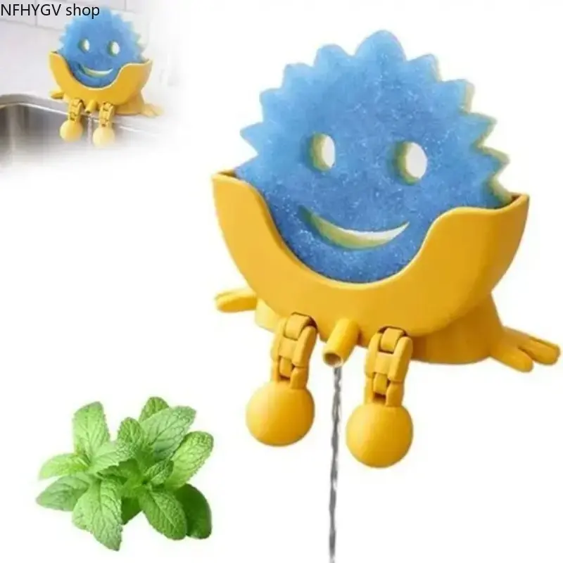 Modern Apartment Kitchen Household Supplies, Whimsical Water-Draining Sponge Holder Fit For Sponge Daddy & Dish Mommy, Practical Sink Storage Rack Neat Kitchen Organizer, Must-Have Cool Mom Daily Gadget Matching