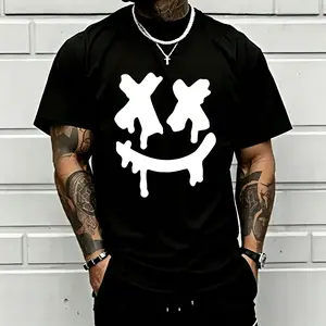 Dripping Smile Face Graphic T-Shirt for Men Women, Minimalist Streetwear Tee, Trendy Happy Face Graphic Shirt, Casual Fashion Short Sleeve Crew Neck Top, Unisex Everyday Wear, Soft Comfortable Tee, Gift for Teens Friends