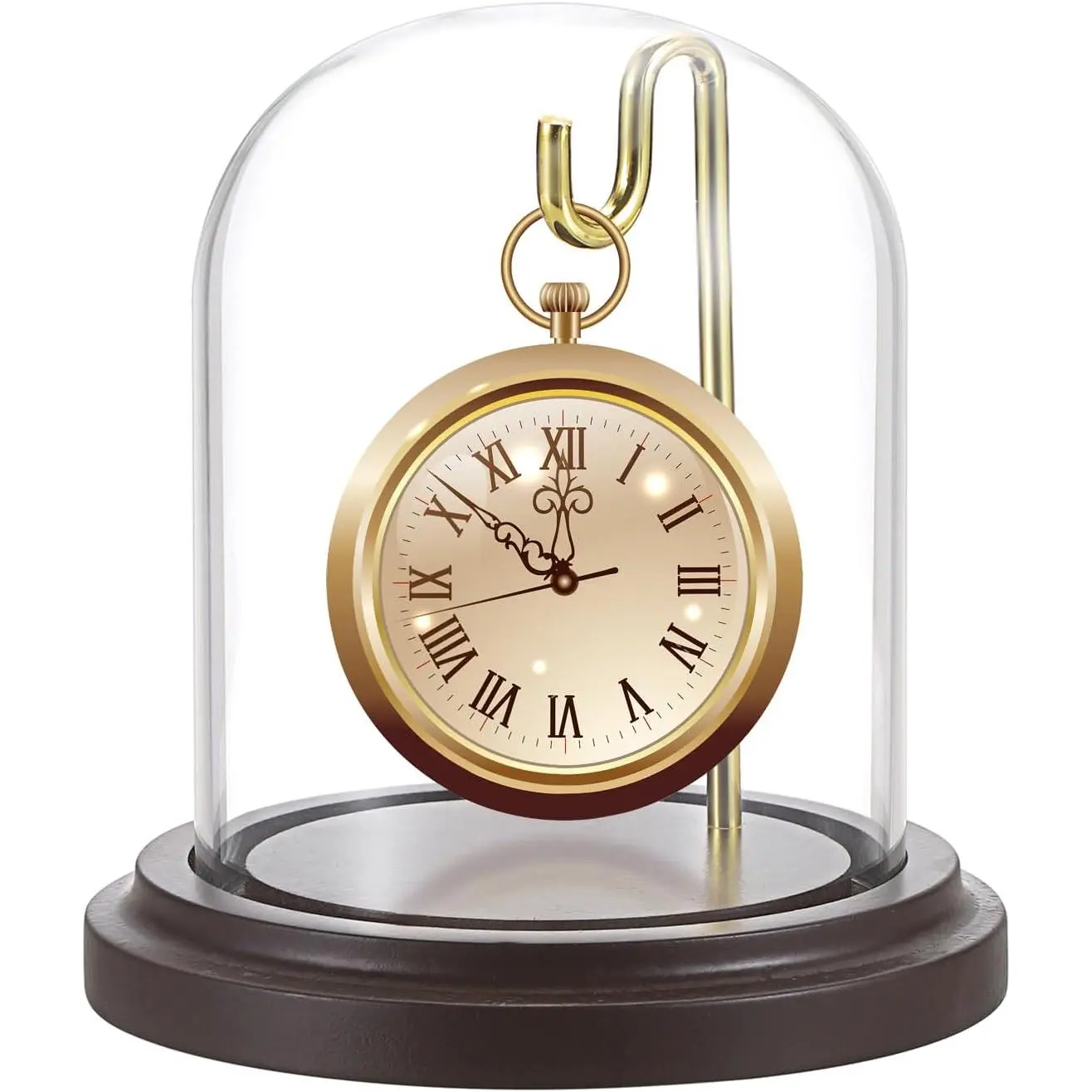 Clear Watch Glass Display Dome Cloche With Hook, Transparent Dome Cloche Bell Terrarium Jar With Wooden Base, Glass Cloche Bell Jar Display for Watch Ornaments
