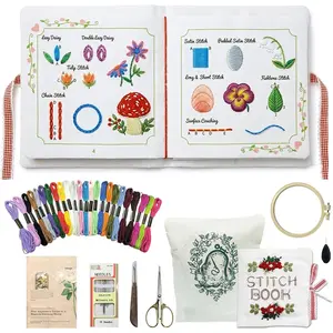 Embroidery  Book Kit for Beginners, Structured Learning with 57 Essential Stitches & 132 Patterns - Step-by-Step and Video, Portable Embroidery Kit for Adults & DIY Craft Lovers