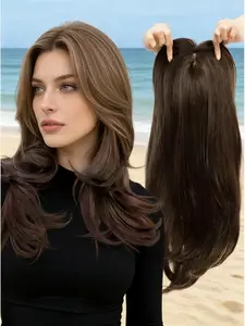 🔥 Transform Thinning Hair in Seconds! Brown Ombre Balayage Hair Topper | Premium Kanekalon Synthetic Clip-In for Natural Volume & Realistic Style, Perfect for Daily Wear!