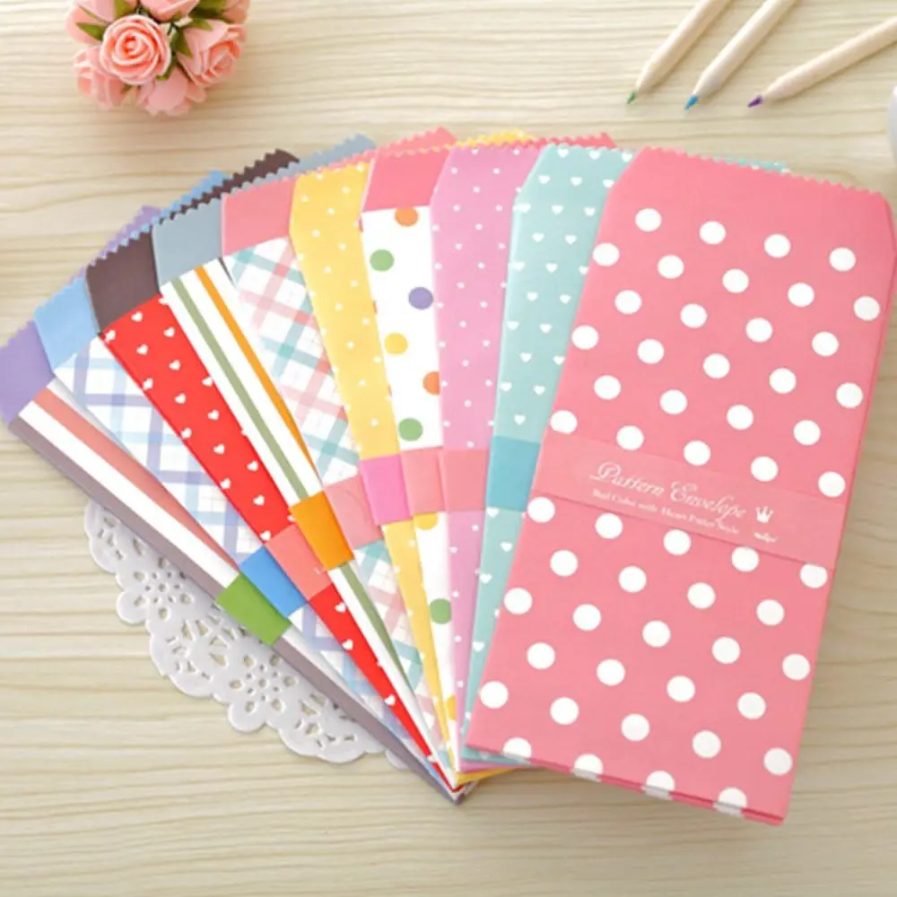 50 Pack Colored Envelopes 3.35 x 6.89 Inches 10  Design Cute | Cute  invitation  Card Postcard Colorful Envelopes