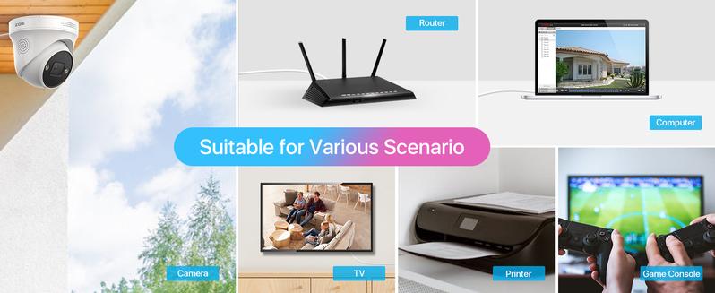 ZOSI Cat5e Ethernet Cable High Speed Network RJ45 Wire Cord for POE Security Cameras System/PoE Switch/Internet Router/Computer/IP Cameras,150ft(45m)/100ft(30m)/60ft(18m)