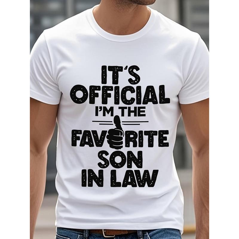Official certification: The most popular son-in-law Men's casual T-shirt, black graphic T-shirt, round neck cotton, soft, fun, fashionable, super soft, breathable, moisture wicking, suitable for running and weekends