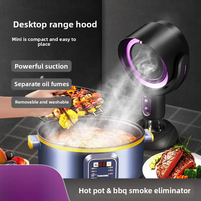 Y8 Mini Compact Desktop Range Hood for Kitchen - Easy to Place, Smoke-Removing, Deodorizing Air Purifier Smoke Extractor for Barbecue, Hot Pot Cooking Enthusiasts