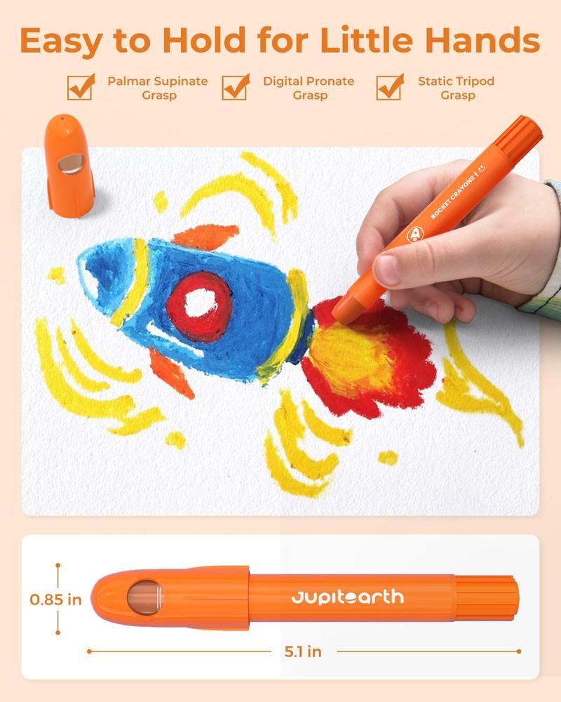 24/18/12Colors Twist Rocket Crayons for Toddlers, Non-Toxic Washable Crayons with Storage Bucket, Ultra-Smooth and Easy to Hold Art Supplies for Toddlers and Preschool Kids age 1-3 2-4 4-8 ,Colorful Precision Pens , markers for coloring