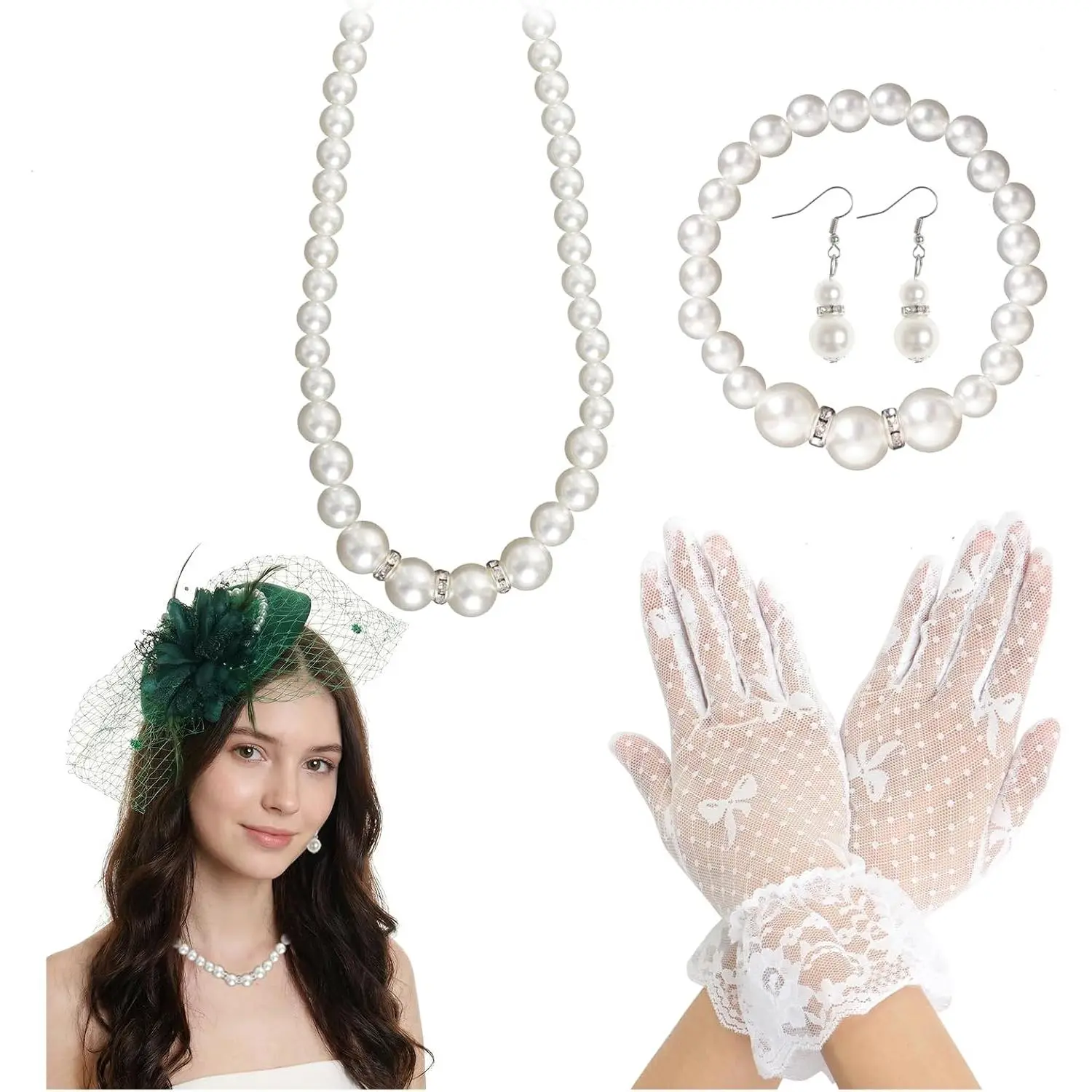 5 count Fascinators for Women  Party Fascinator Hat for Women Veil  Party Hats and Gloves Set