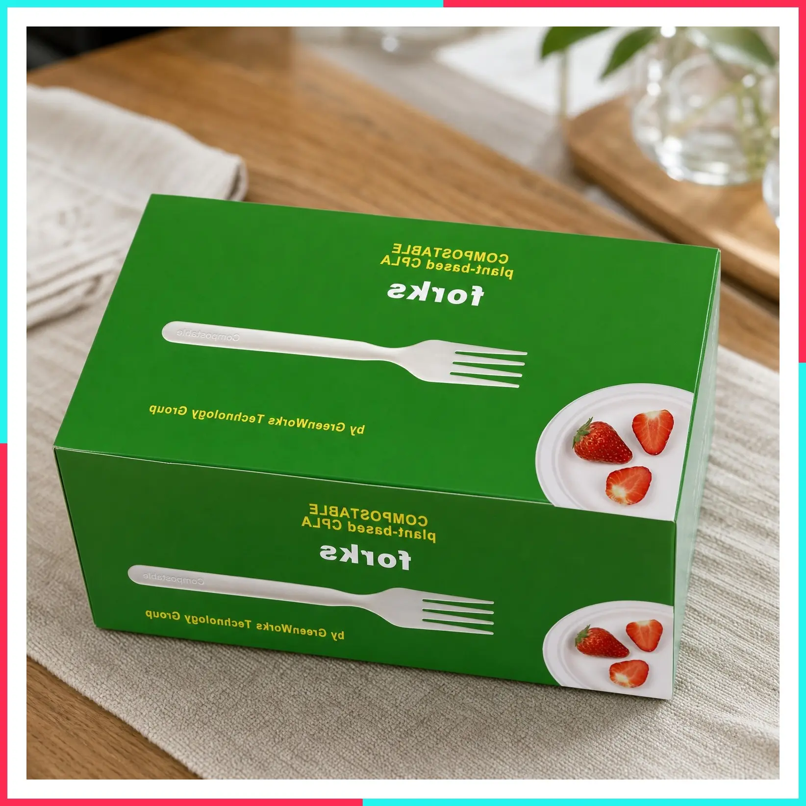 Heavy-Duty Compostable Forks, BPI Certified, 100 Count Large Disposable Cutlery Utensils Silverware Flatware