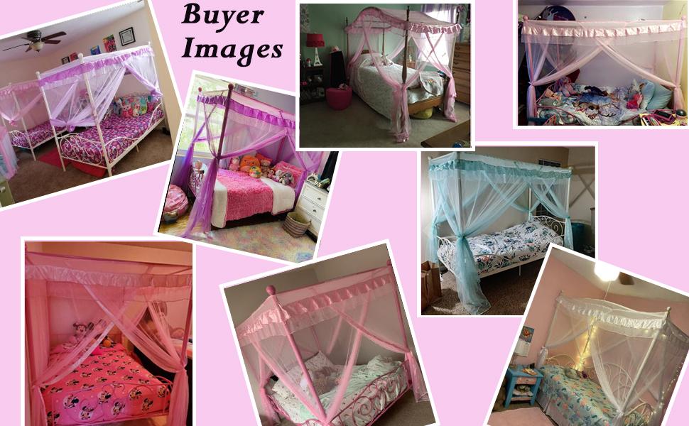 4 Corners Post Bed Net Canopies (White, Full)