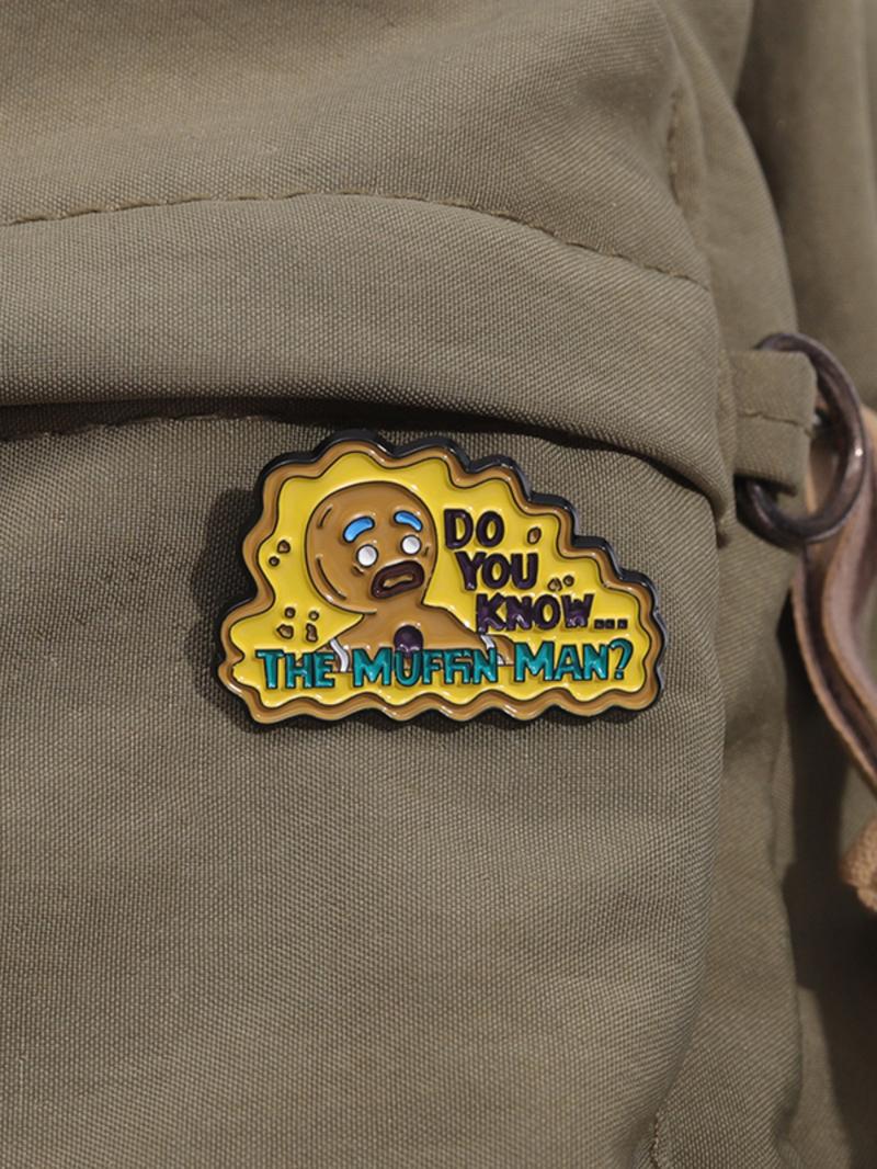 Cartoon Sad Gingerbread Man Design Brooch, Cute Letter Pattern Enamel Pin Suitable for Backpacks, Jeans, Scarves, Hats Decoration, Casual Alloy Jewelry for Men & Women