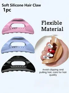 Soft Silicone Hair Claw, Anti-Drop Unbreakable Hair Clip, Square Hair Claw Clips for Women, Flexible Clawclip for Thick Hair, Lightweight Large Clip, soft hairpins, suitable for various occasions, 2026 New Design Hair Accessories, Hijab Hair Clip