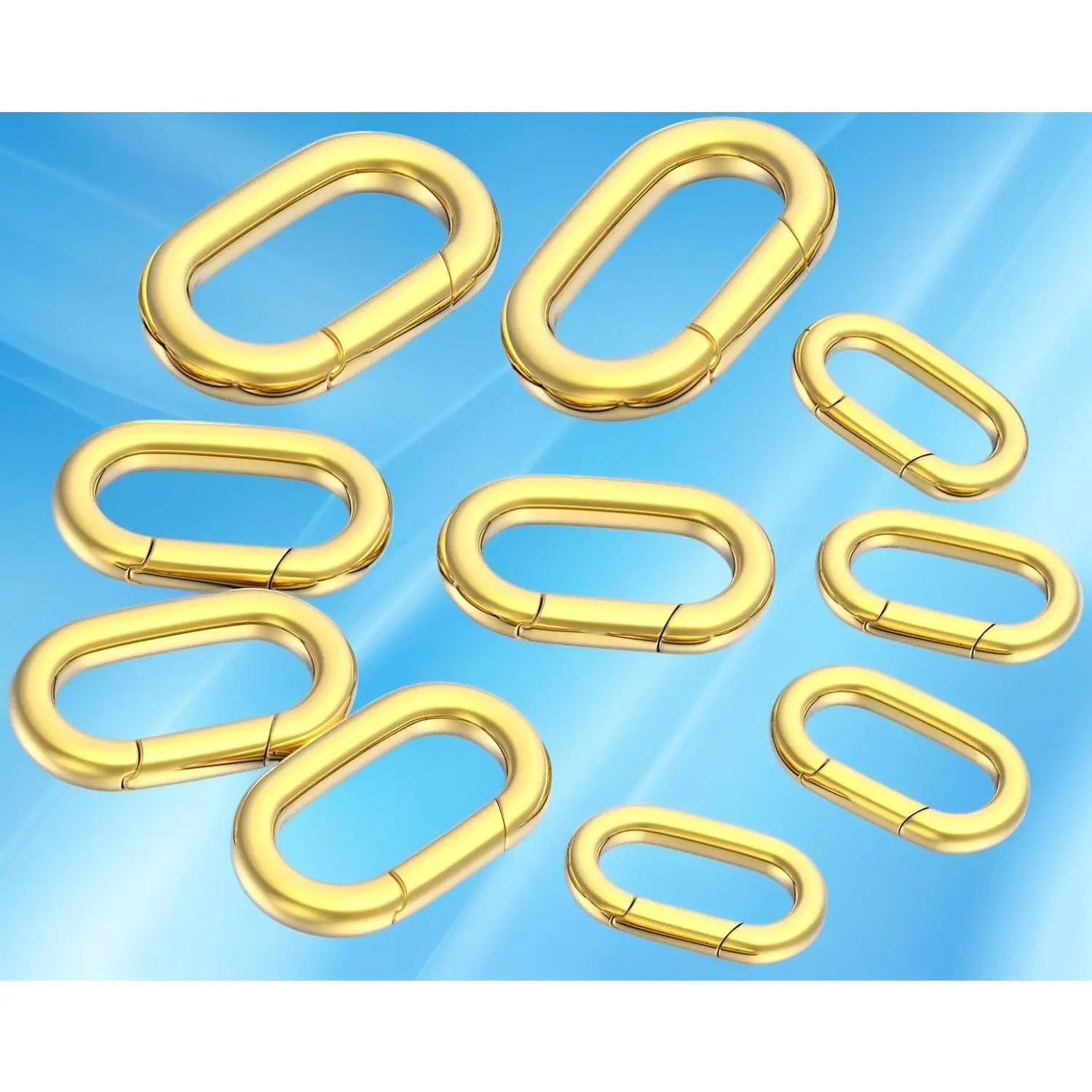 10Pcs Oval Clasp Carabiner Necklace Clasps and Closures, Spring Ring Clasp Pearl Necklace Enhancer Connector for Bracelet Jewelry Making Charms
