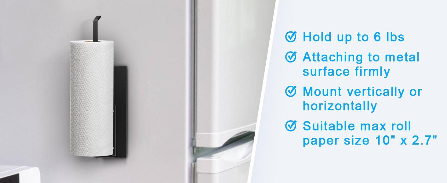 Magnetic Paper Towel Holder for Fridge, Toilet Paper Roll Holder Magnetic Paper Towel Rack Wall Mount Fridge Organizer for Paper Towels Rolls Bathroom Toilet Pantry RV Kitchen Organizers and Storage