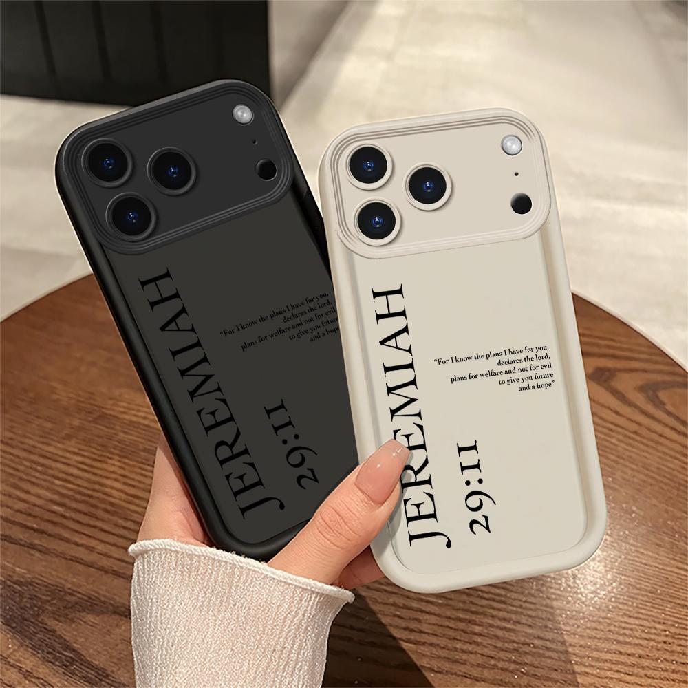 Jeremiah 29:11 Shock-Absorbing Black And White Matte All-Inclusive Anti-Fall Mobile Phone Case Suitable for iPhone 17 Air 14 15 16 Pro Max Plus 11 12 13 Cover Protection Smartphone Protector Casing