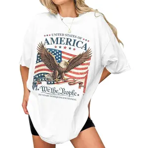 America 250th Anniversary Eagle Flag T Shirt for Women, 1776-2026 Patriotic Front Print Graphic Tee, 100% Cotton Crew Neck Short Sleeve Ladies Independence Day Shirt, Vintage Freedom 4th of July Memorial Day Casual Summer USA Gift Top, S-3XL