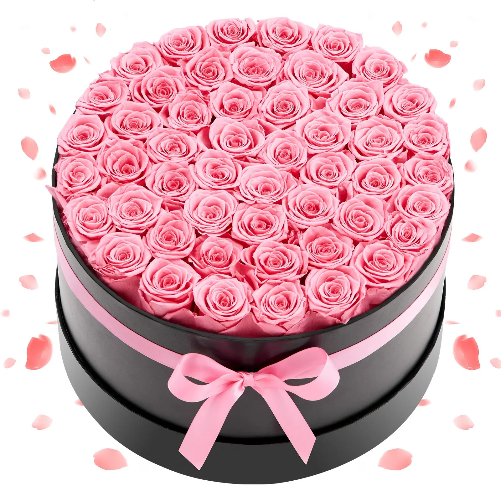 VEVOR Forever Flowers, 50 Preserved Roses in a Box, Eternal Flowers Immortal Bouquet Birthday Present for Delivery Prime Women Her Wife Mothers, Anniversary, Valentine's Day, Christmas, Sweet Pink