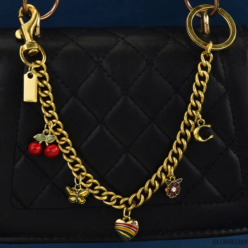 Coquette Viral Spring Summer Textured Bag Chain For Women, All-Match Convertible Handheld Shoulder Crossbody Strap, Minimal Chic Purse Pendant Accessory For Daily Travel Shopping Styling