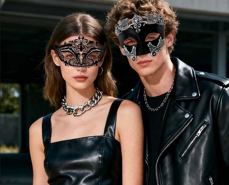 Venetian Carnival Half Face Mask, Luxury Masquerade Mask for Couples & Party Events