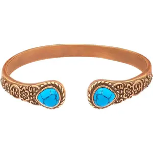 Copper Bracelets for Women, Magnetic Bracelets for Women, 99.99% Pure Copper Cuff Bangle with 3500 Gauss Magnets, Turquoise, Vintage Flower Bracelets