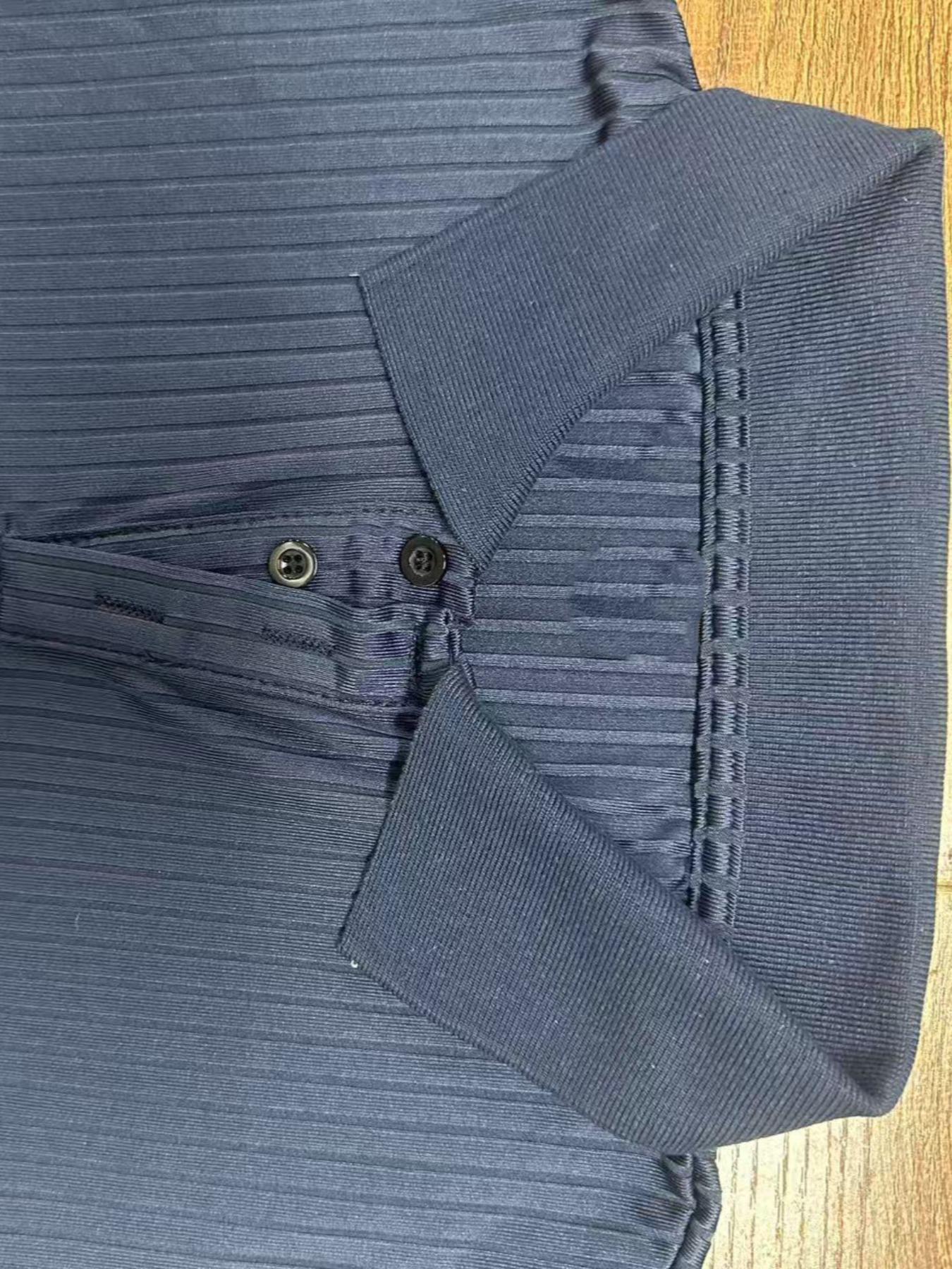 Men's Striped Polo Shirt with Ribbed Collar, Long Sleeve Casual Work Polo, Perfect Gift for Friends, Stylish Men's Clothing